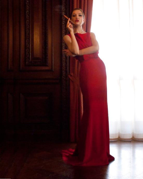 red long length gown, e-cigs, case loma, photography, toronto, red